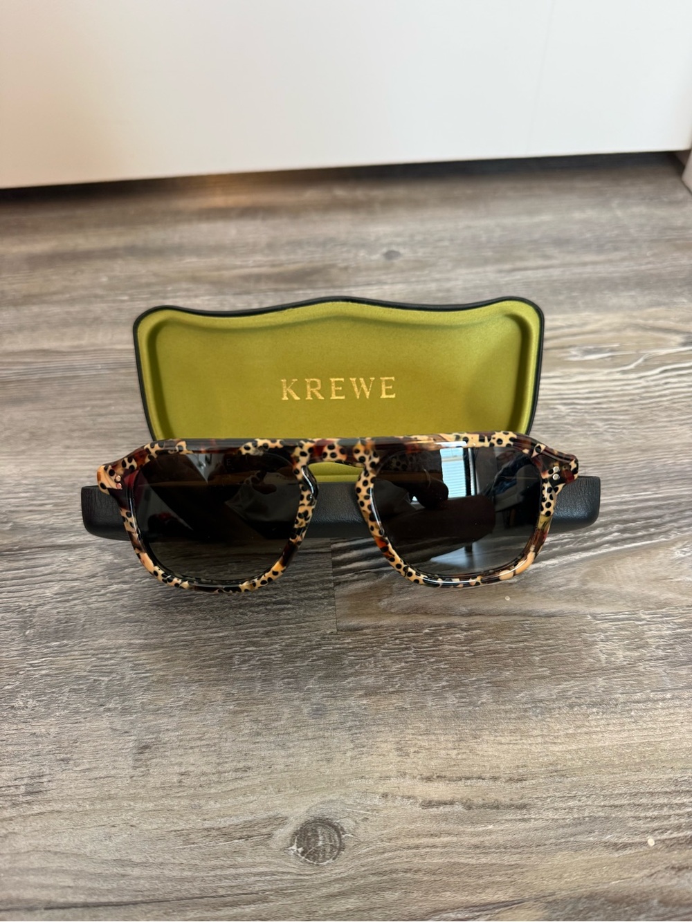 Krewe Zander Poppy Noir Acetate Sunglasses with Case